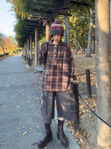 wool like check hood