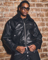 Western faux leather work jacket