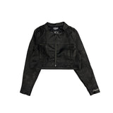 Cropped Fake Leather Jacket