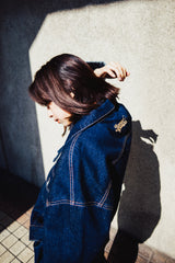 내면의 평화 지퍼 데님 재킷