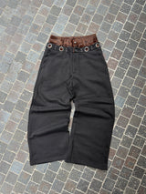 Layered leopard wide sweat pants