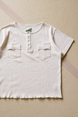 ルーズヘンリーネックワッフルTシャツ