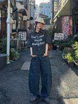 復古風格側縫氣球牛仔褲