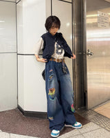 rainbow damage denim