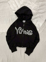 Lace wappen zip hoodie 【yung】