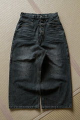 Vintage processed super wide baggy denim