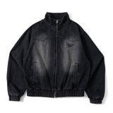 stand neck over dye denim blouson