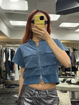 short sleeve zip hoodie