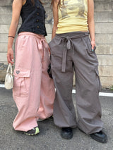 WAIST RIBBON CARGO PANTS
