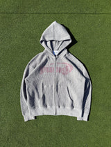 yung logo studs waffle zip hoodie