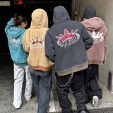 國王徽標復古連帽工作夾克