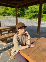 B logo patch corduroy cap