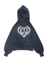 check pattern heart logo hoodie