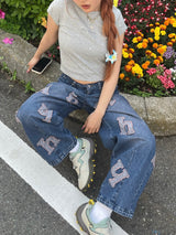 라인스톤 크롭 티