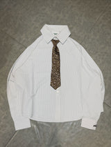 Original tie & over button stripe shirt