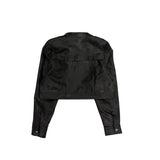 Cropped Fake Leather Jacket