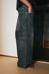 Vintage processed super wide baggy denim