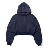 H heart logo rhinestone zip hoodie