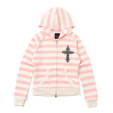 Cross Patch Striped Zip Hoodie