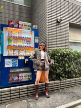 Switched denim zip blouson