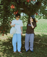Gingham loungewear tapered pants