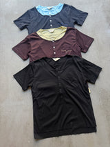 2-Layered Henley Rhinestone Tee