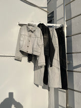 curve stitch denim blouson