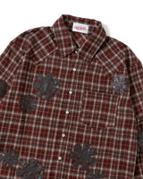 플라워 레더 체크 패턴 셔츠