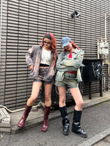 Switched denim zip blouson