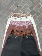 Layered leopard wide sweat pants