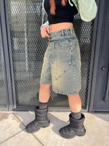 Switched denim shorts