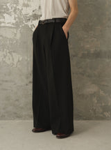 1tuck Wide Baggy Tweed Slacks