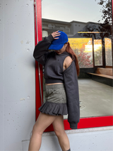 2way shoulder zip hoodie