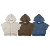 short sleeve zip hoodie