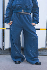 rhinestone curve sweat pants