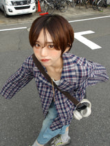 チェック柄のテーラードジャケット