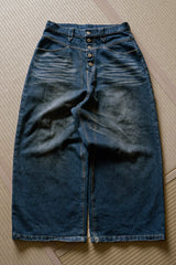 Vintage processed super wide baggy denim