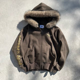 OE logo far zip hoodie