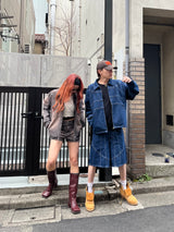 Switched denim zip blouson