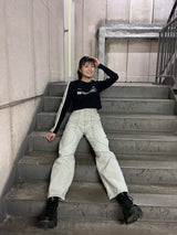 Curve Stitch Denim Pants