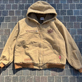 國王徽標復古連帽工作夾克