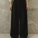 1tuck Wide Baggy Tweed Slacks