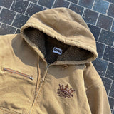 國王徽標復古連帽工作夾克