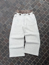 Layered leopard wide sweat pants