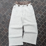 Layered leopard wide sweat pants