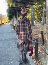 wool like check hood