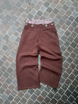 Layered leopard wide sweat pants