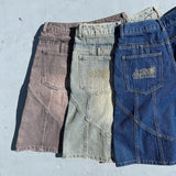 Switched denim shorts
