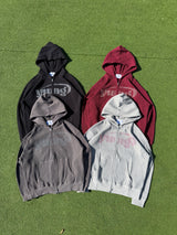 yung logo studs waffle zip hoodie