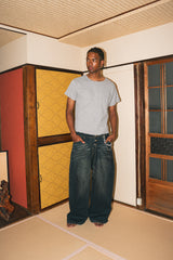 Vintage processed super wide baggy denim